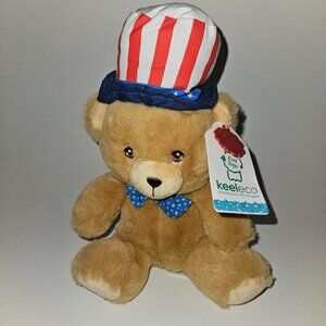 Keel Toys Brown Sentiments Bear Plush Uncle Sam 8" Stuffed Toy Patriotic w/TAG